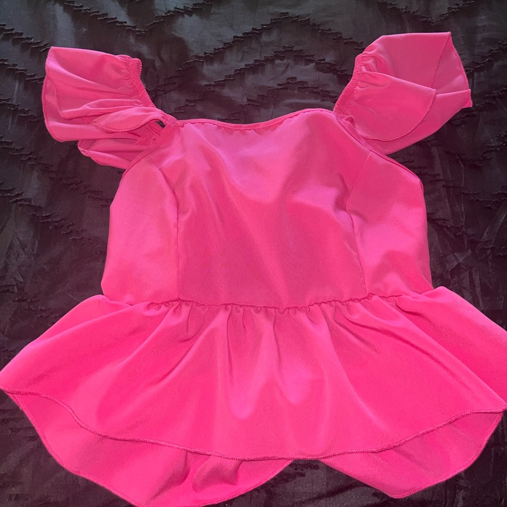 SHEIN Pink Puff Sleeve Blouse